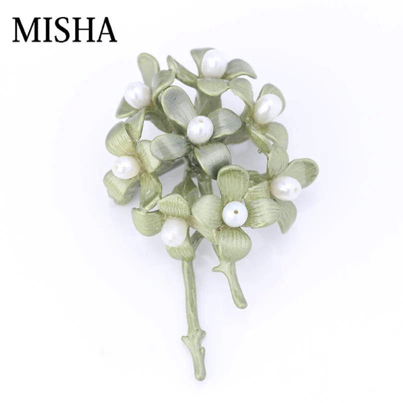 

MISHA Natural Pearl Brooches Fine Jewelry For Women Gift Freshwater Pearl Flower Pins Brooches For Wedding Gift 2249