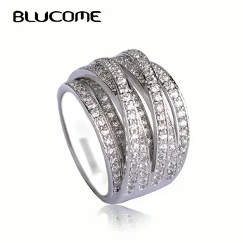 

Blucome New Arrival Brand Zircon Copper Rings Joias Engagement Ring Luxurious Love Anel Feminino Bague Big Size Finger Bijoux