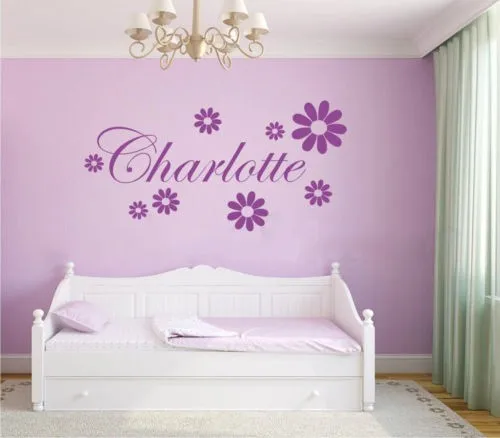 Daisy-Flowers-Girls-Personalised-Name-Bedroom-Wall-Art-Kids-Nursery-Wall-Sticker-Vinyl-Decal-decor-sticker