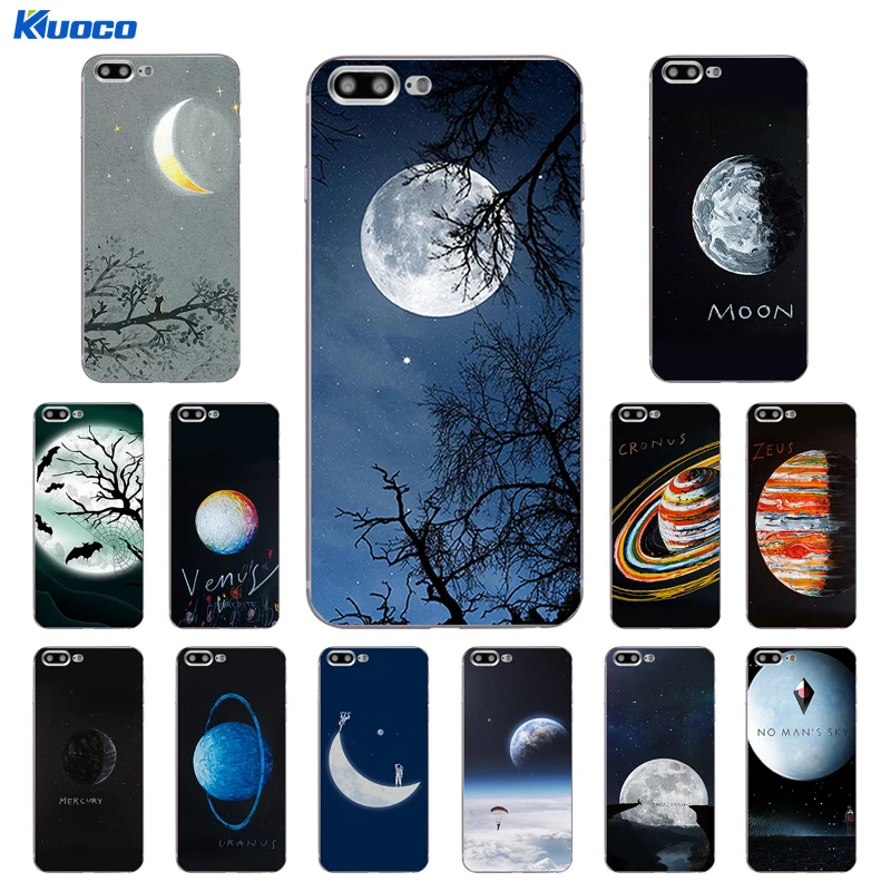 DIY For Apple iPhone 7 / 8Plus X Phone Case 5C 5S SE 10 Shell Soft TPU 6 6S Plus Cover Moon Space Printing |