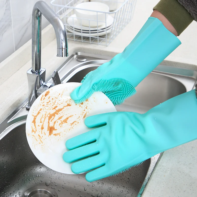 

Kitchen Silicone Cleaning Gloves Magic Silicone Dish Washing Gloves Easy Household Silicone Scrubber Rubber Cleaning Gloves