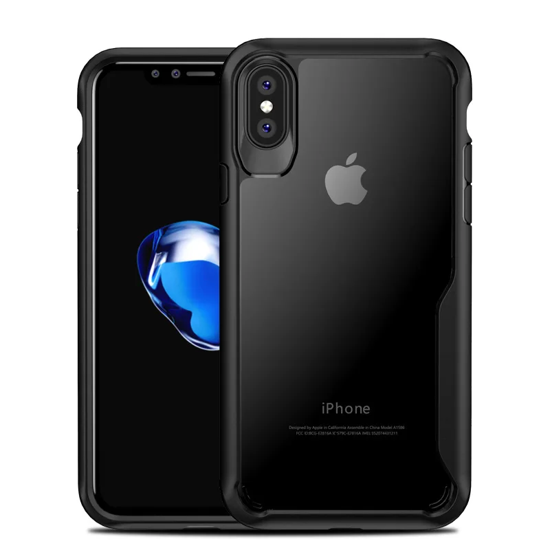 

HD Silicone Transparent Phone Case for iPhone X XS XR XRMAX luxury plating hard plastic+soft tpu high-end thin back cover