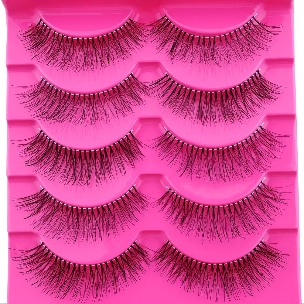 

New Style 5 Pairs/ 10 Pieces Natural Sparse Cross Eye Lashes Long Fake False Eyelashes Thick Beam Extension Beauty Makeup