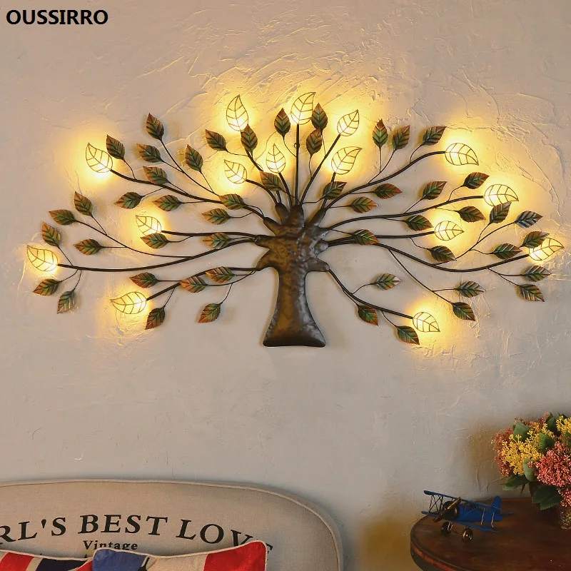 

OUSSIRRO Wrought iron LED decorative lights Living room decoration Wall hangings Vintage style Home wall decorations