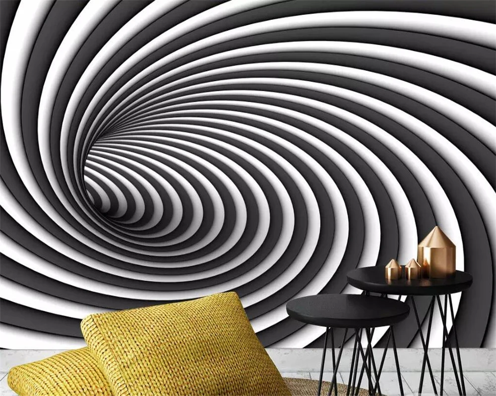 Beibehang Wallpaper mural Nordic minimalist black and white stereo tunnel TV background wall living room bedroom 3d wallpaper Beibehang Wallpaper mural Nordic minimalist black and white stereo tunnel TV background wall living room bedroom 3d wallpaper