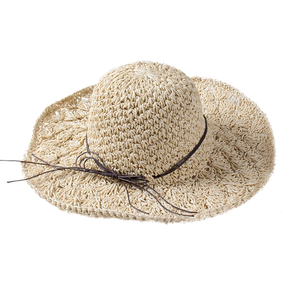 Соломенная шляпа летний женский большой широкий пляжный навес Складная солнцезащитная Кепка Защита от солнца УФ-излучения Панама шляпа Открытый Ретро 56-58 см Рыбак - Цвет: D