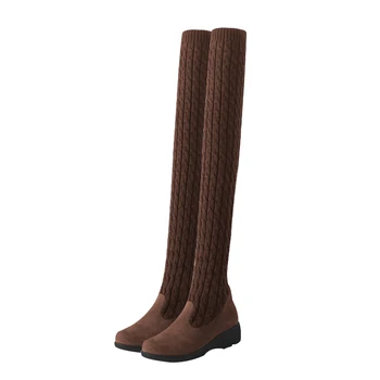 

SONDR thigh high boots platform rubber botas altas mujer sobre rodilla black brown bottes femme 2019 nouveau Sewing buty damskie