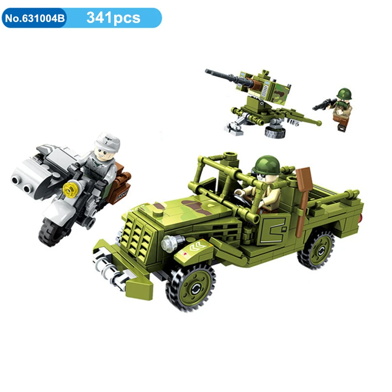 

341pcs DIY War Military Justice Action Series Mobile Forces Building Blocks Armored Missile Car Figure Bricks Toys for Kids Gift