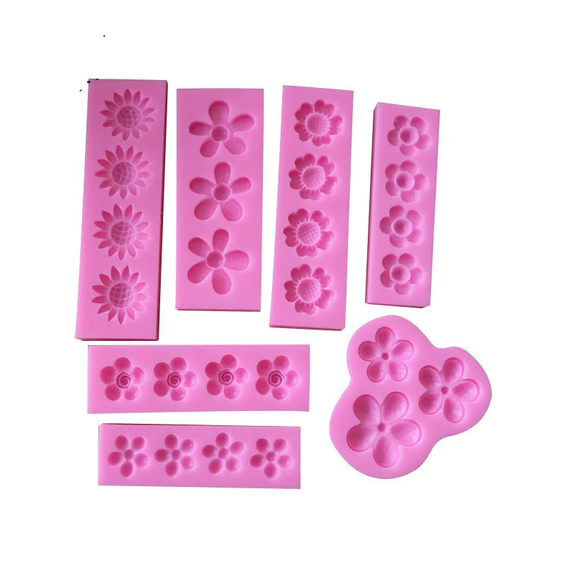 

SEAAN 7Styles 3D Flower Fondant Silicone Mold Cooking Wedding Decoration Baking SugarCraft Molds Leaves DIY Cake Silicone Mold