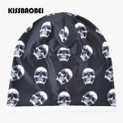 Принт череп плюс бархат Skullies шапочки шляпу для Для мужчин Для женщин зимние теплые Шапки Открытый Хип-хоп Уличный Стиль капот унисекс gorro