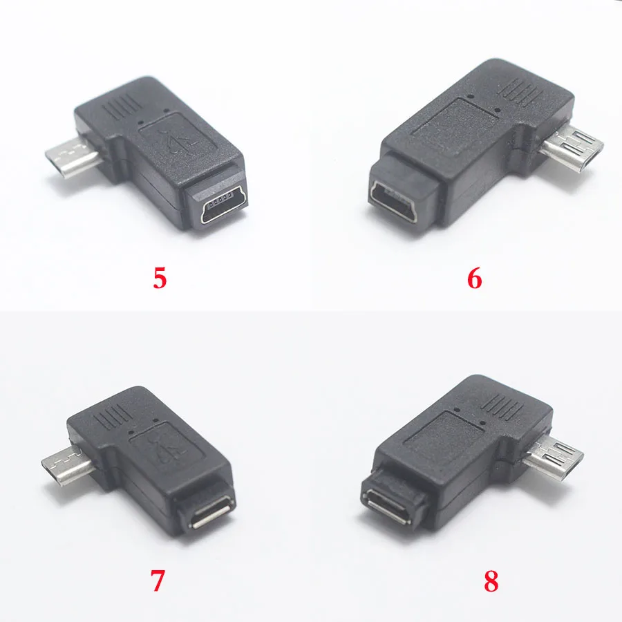 1 шт. 90 градусный прямоугольный мини USB 5pin гнездовой к Micro Штекерный адаптер для