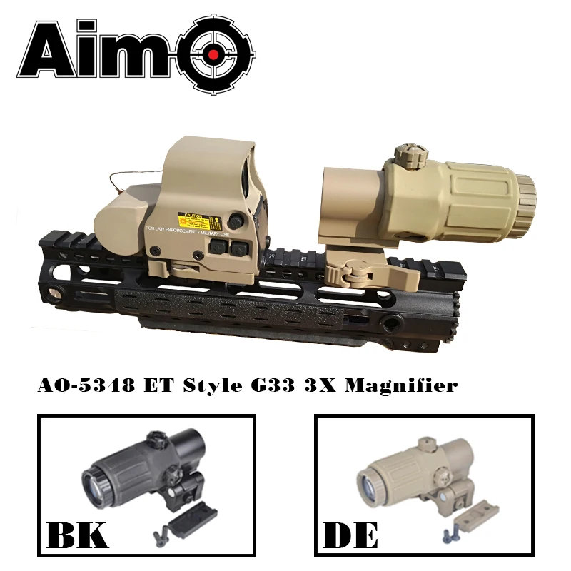 

EMS OR DHL Aim-O telescope Hunting Scope ET Style G33 3X Magnifier Holographic Sight with Switch to Side Quick Detachable AO5348