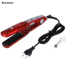 Kemei профессиональных Паровая выпрямитель для волос Расческа Flat Iron Керамика утюг волос электрическая щетка для выпрямления волос инструмент для укладки