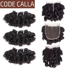 Código Calla inflable rizado doble dibujado Remy brasileño extensiones de cabello humano extensiones de 35g 6 paquetes con 4*4 de encaje el cierre puede hacer una peluca Código Calla inflable rizado doble dibujado Remy brasileño extensiones de cabello humano extensiones de 35g 6 paquetes con 4*4 de encaje el cierre puede hacer una peluca