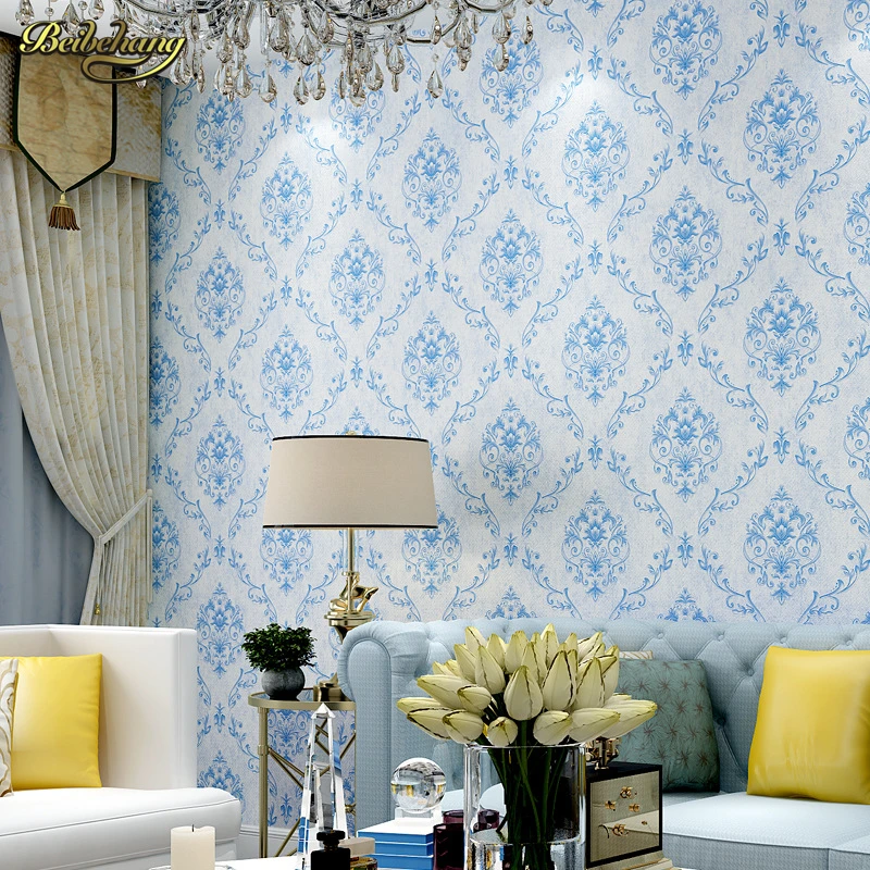 Beibehang Sederhana Biru Ruang Tamu TV Sofa Latar Belakang Wallpaper Kamar Tidur Hangat Gaya Eropa Wallpaper Bukan Tenunan|blue Living Rooms|background Wallpaperwallpaper Bedroom - AliExpress