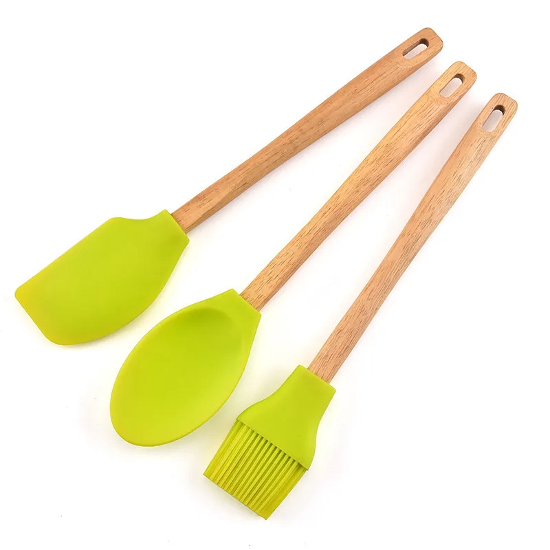  Wooden Handle Scraper Set of Three Cake Butter Spatula Set Flour Mixer Kitchen Baking Tools Kitchen