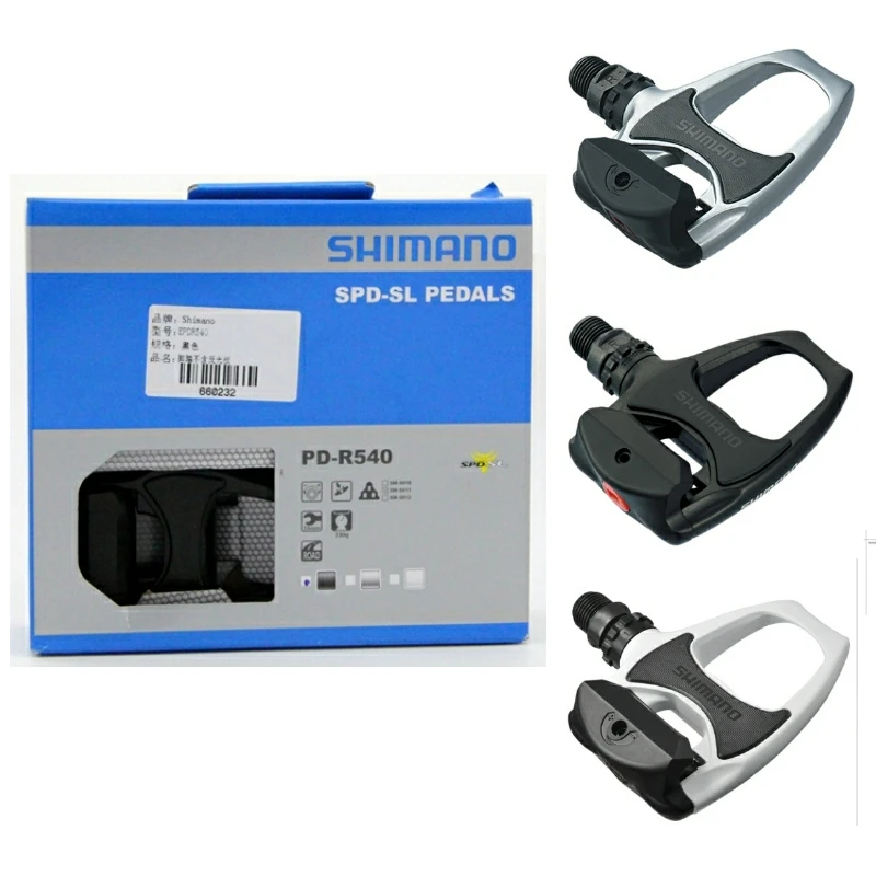 Педали shimano SPD SL PD R540 черный/серебристый/белый педали для дорожного велосипеда