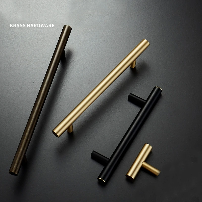 الذهب مقابض للخزانة الأثاث درج التأثيرات الصلبة النحاس المطبخ خزانة دولاب الباب الأجهزة المقابض اكسسوارات