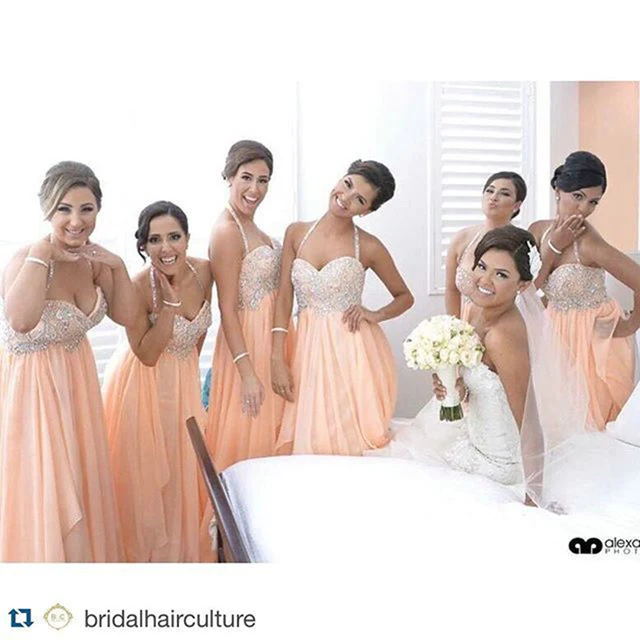 Y Halter Peach Bridesmaid Dresses Liqued Lace Long Maid Of Y Halter Peach Bridesmaid Dresses Liqued Lace Long Maid Of Honor Dress Backless Wedding Guests Party