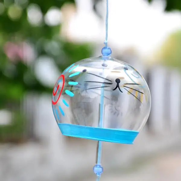 Japanese Culuture Glass Bell Furin Wind Chimes Home Hanging Decor Sunshine Pattern