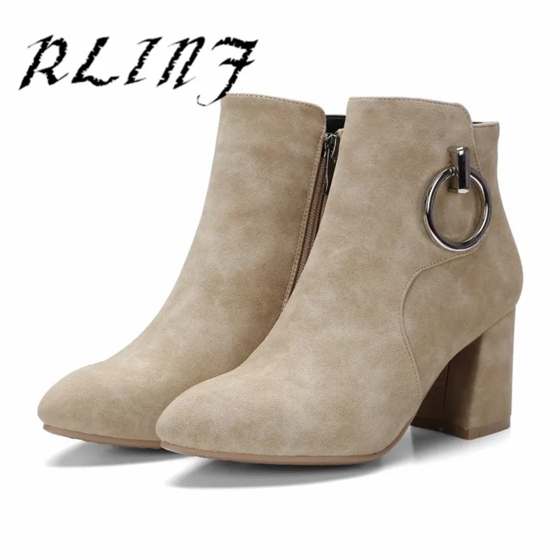 RLIINF Thick with Suede Pointed Metal Women's High Heels | Обувь