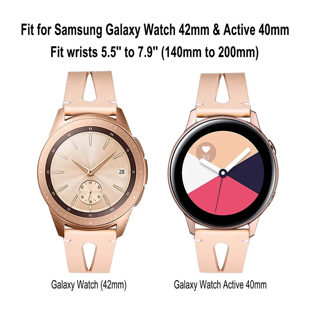 Ремешок для часов из натуральной кожи для samsung Galaxy Watch 42 мм/Active 2 40 мм 44 мм женский ремешок из розового золота Стальной ремешок с пряжкой