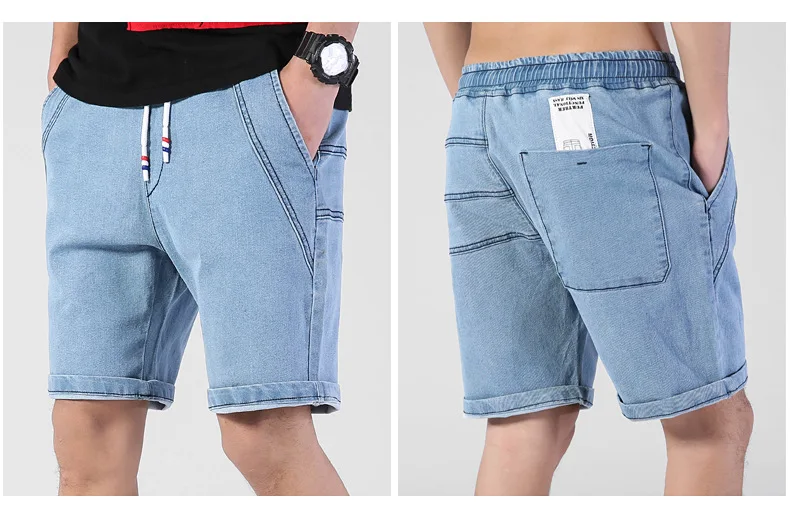 Summer thin Elastic Waist band Denim Shorts Mens Loose Plus Size Big 4XL 5XL 6XL Large Size Shorts Casual Fat Male Jeans Bermuda