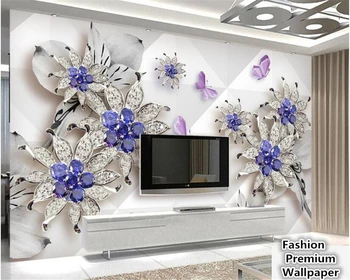 beibehang Modern fashion silk cloth wallpaper simple relief jewelry flowers living room sofa TV backdrop papel de parede behang