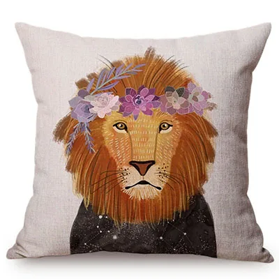 Cute Watercolor Painting Cat Flamingo Dog Kid's Nursery Art Room Decorative Throw Pillow Case Cotton Linen Animal Cushion Cover M090-19