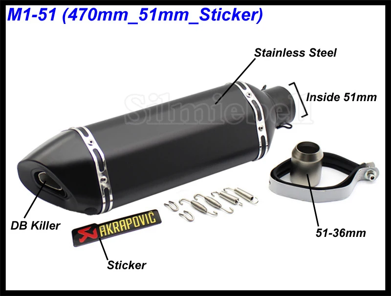 Впускной 51 мм 61 мм Akrapovic выхлопной мотоцикл Escape Moto для Tmax Nmax XMAX NC750X CRF 230 Z900 Z1000 F800 PCX MSX 125