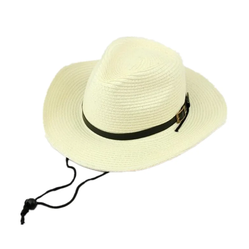 Мужская и женская летняя шляпа от солнца, соломенная ковбойская шляпа, складная пляжная шляпа, модная большая шляпа от солнца с полями, Панама, 4 цвета, шляпа - Цвет: Белый