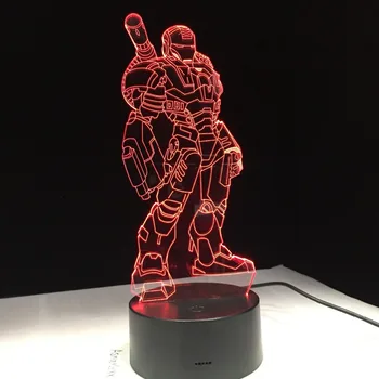 

3D Led Creative Atmosphere Table Lamp Toy Ironman 7 color Gradient Visual Perspective Lights Iron Man Lamp