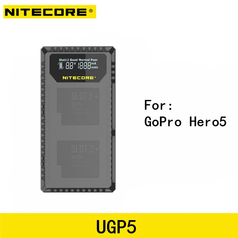 

Nitecore UGP5 USB Dual Slots Charger For Gopro HERO5 Gopro HERO 5 Gopro HERO6 HERO7 Black Battery camera batteries