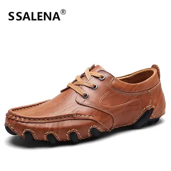 

Men Comfortable Casual Leather Shoes Fashion Lace Up Loafers Flats Shoes Business Wear Resistant Moccasins Shoes AA11640