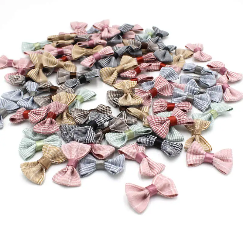 20pcs 3.5*2.5cm Multicolors Grossgrain fabric Bows Girls Boutique Mini Hair Bow Headwear DIY Garment Craft Supplies