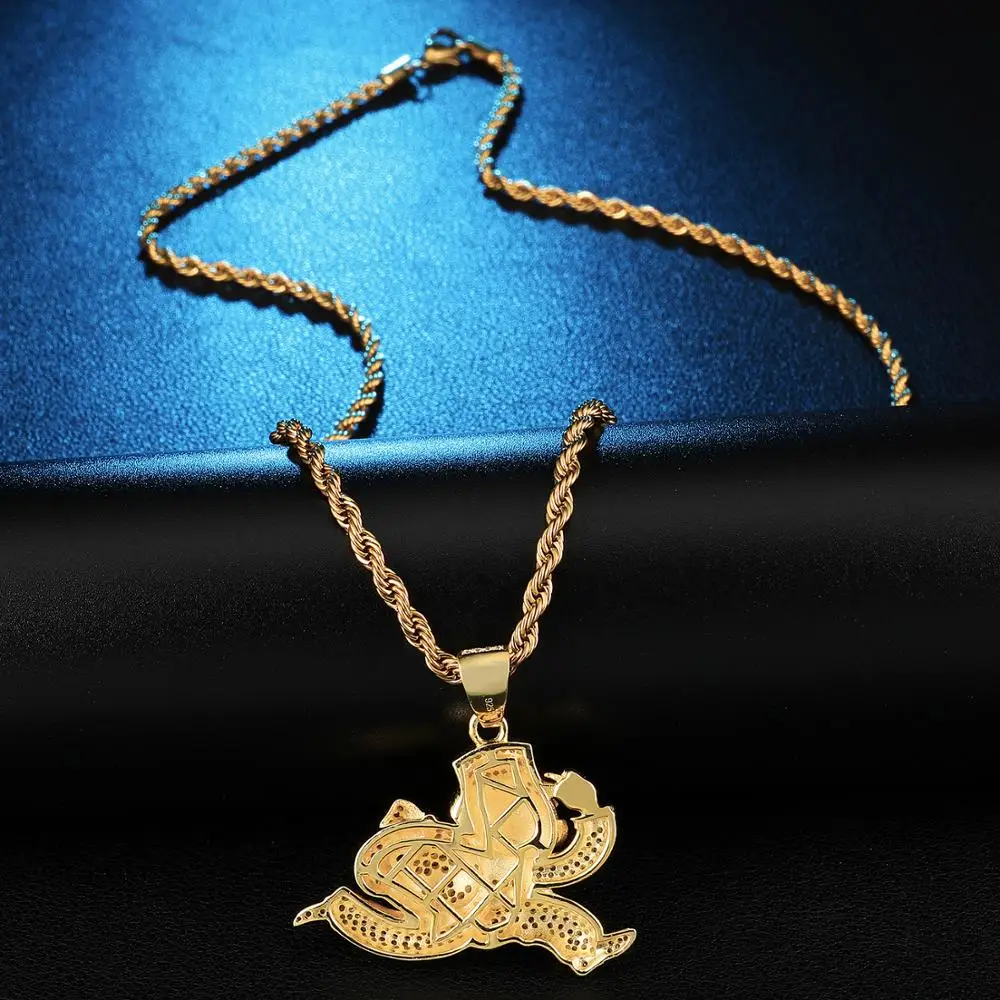 Pаспродажа Iced Out Bling набор украшений с цирконием Монополия бегущий клоун с брелоки для сумки и ожерелья для мужчин хип хоп ювелирные изделия