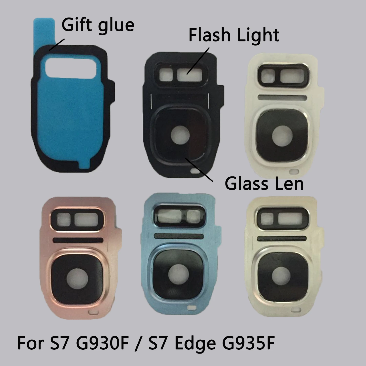 

10 PCS For Samsung Galaxy S7 G930F /S7 Edge G935F Battery Cover Rear Camera Glass Lens + flash light + Adhesive Strickers Glue