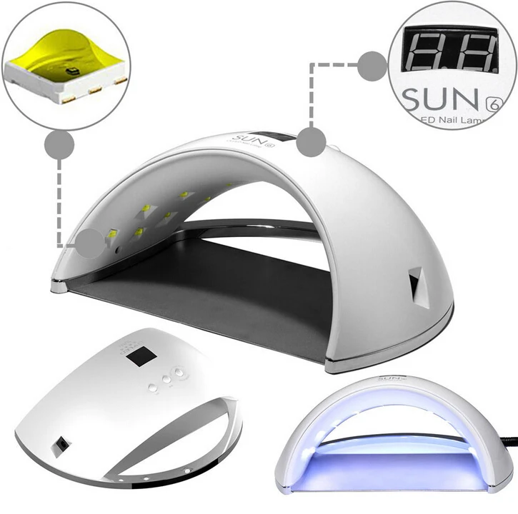 

SUN6 48W Nail Dryer New Style Portable UV Lamp For Drying Unique Low Heat Model Double Power Fast Manicure Colorful Lamp