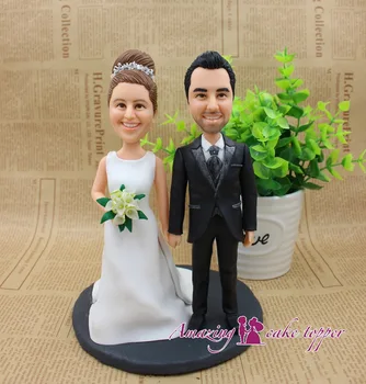 

2019 Top Holiday Decoration Custom Figurine From Photo with Polymer Clay Hard Permanent Memory for Wedding Cake Topper