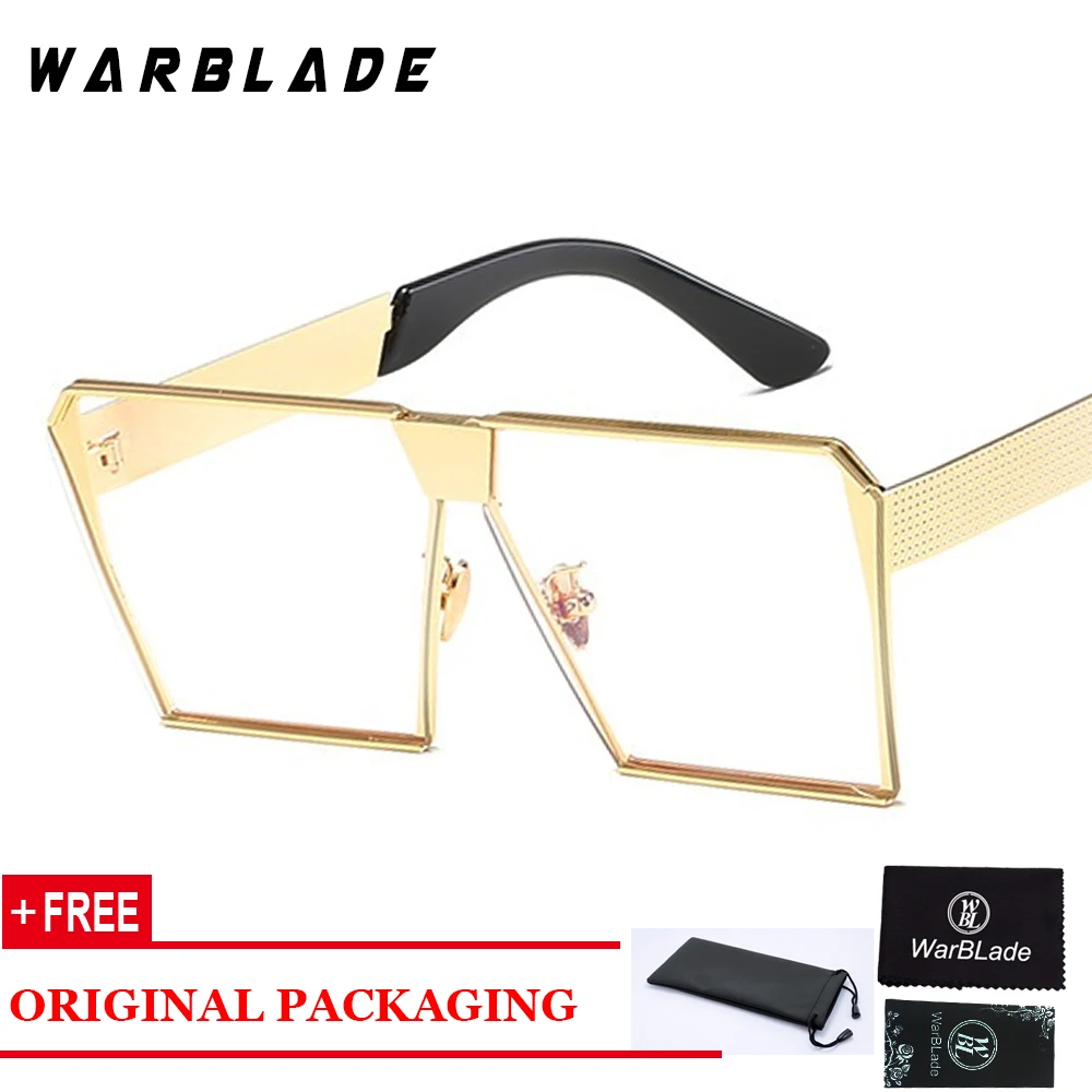 

2018 Luxury New Square Sun glasses Women Brand Designer Female Vintage Rimless Clear Glasses For Women Men Mirror