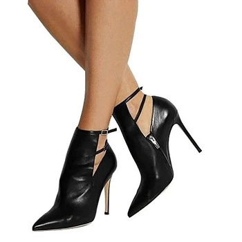 

2020 New Genuine Leather Ankle Boots Stiletto High Heels Summer Boots Luxury Pointed Toe Spring Summer Boot Shoes TL-A0229