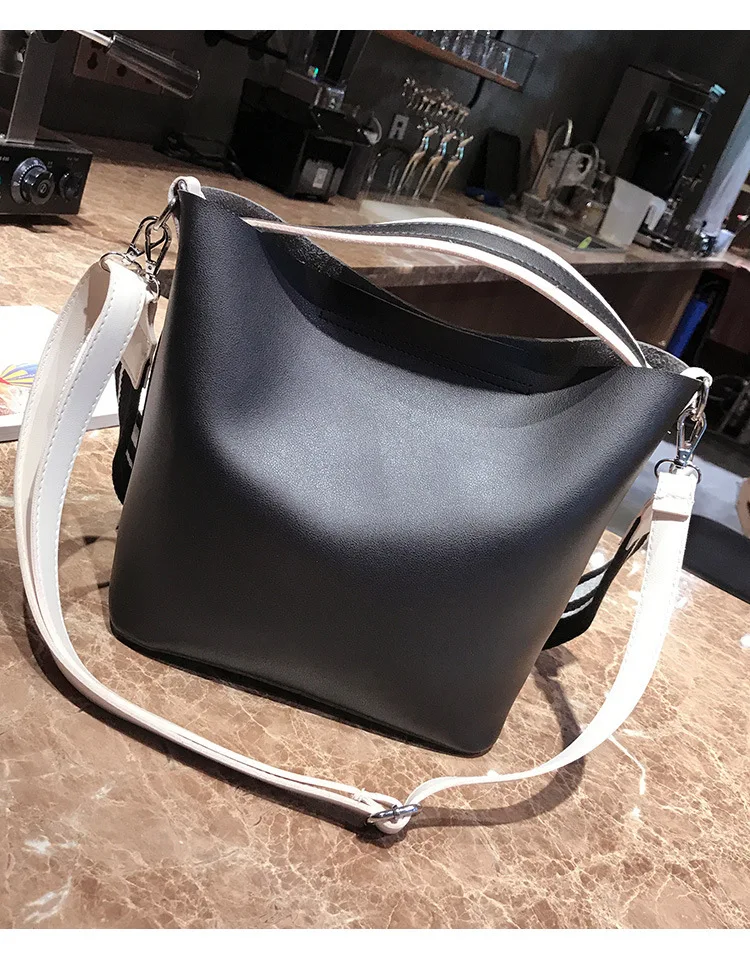 2019 Новый PU Crossbody сумки для Для женщин плечо сумка-мешок для девушек простой кисточкой ведро большой Ёмкость сумочки