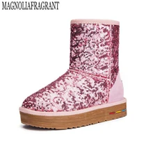 Женские зимние ботинки; botas mujer; модные синие зимние сапоги, украшение пайетками; ; женские ботинки на платформе; ботинки; z384