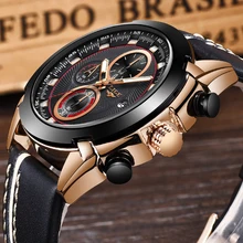 LIGE Mens Watches Top Brand Luxury Mens Sport's Watch For Men Military Waterproof Quartz Clock Male Casual Leather Wristwatch