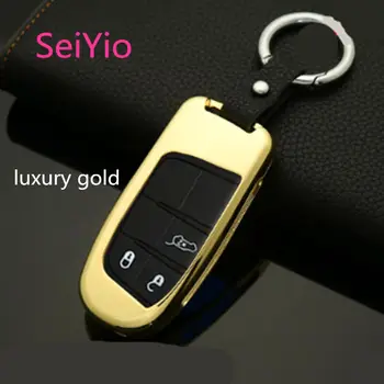

SeiYio Car key ring case bag for Jeep Alloy& Leather creative style car cover for Jeep Grand Cherokee smart key