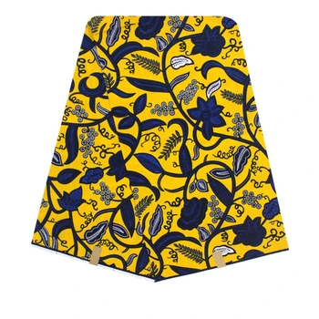

2019 Latest African Fabrics, 6 Yards Yellow African Mitex Block Wax Print /Kitenge/Pagnes For African Dress DF-3