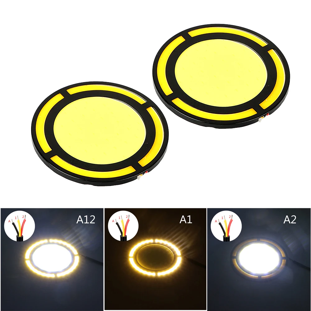 2Pcs LED DRL Car Daytime Running Lights Auto Turn Signal Lamps COB DC