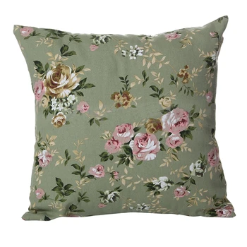 

HOT SALE Rose Flower Floral Print Throw Pillow Case pillow Cover Home , #1 green