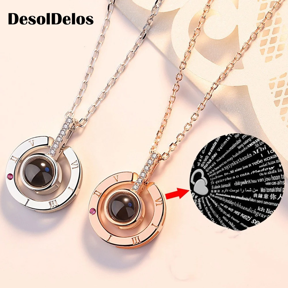 

Gifts for Women 100 Language I Love You Initial Necklace & Pendants Heart Femme Long Chain Jewelries sautoir femme N003