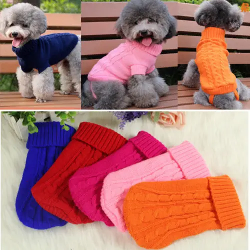 Dog Sweater Fabric Soft Thick Keep Warming Sweater Turtleneck Classic Cable Knit Dog Cat Pet Sweater Apparel Classic Colorful